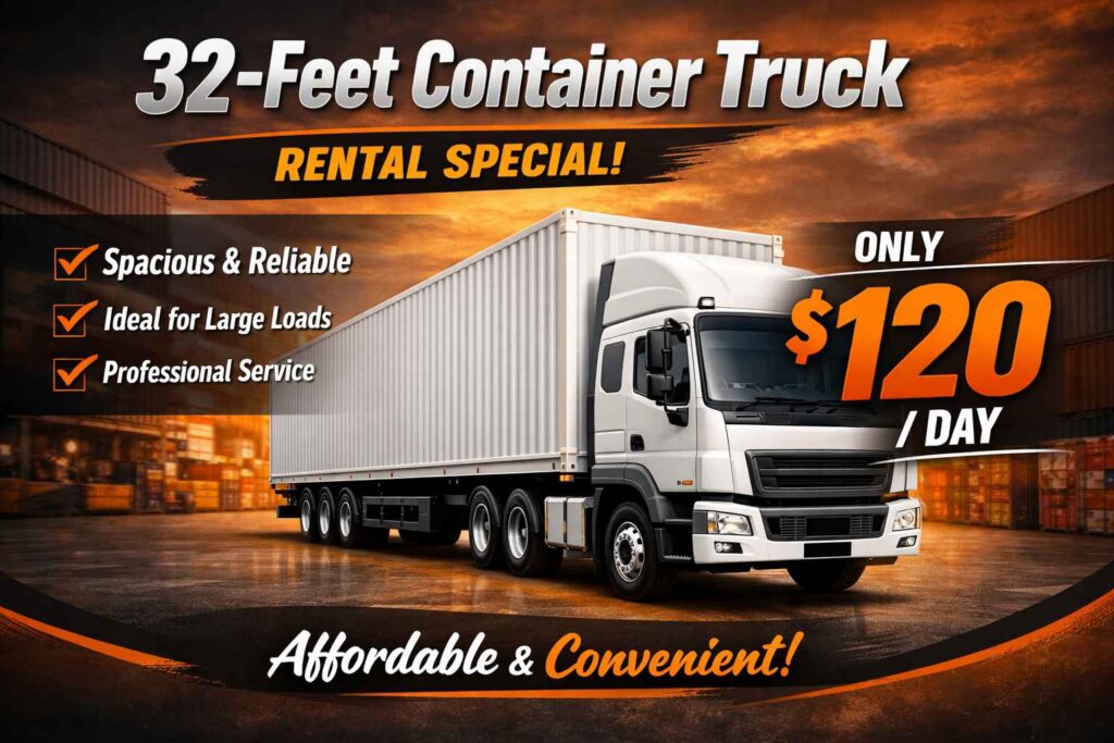 32-feet Container Truck Price - Truck Rental Service